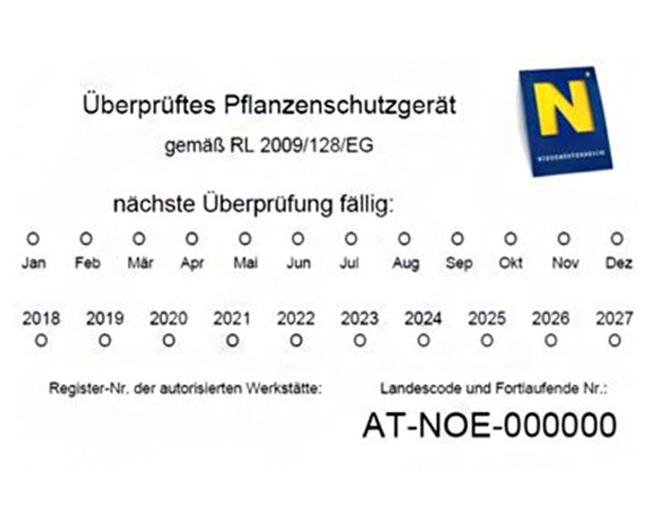 Pflanzenschutzmittel-Prüfplakette